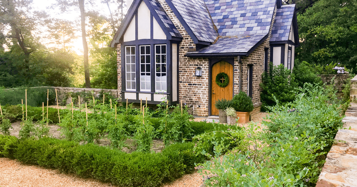 Kitchen garden with boxwood borders